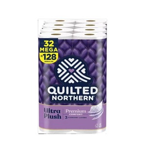Quilted Northern Ultra Plush Soft <b>Toilet</b> <b>Paper</b> 32 Mega <b>Rolls</b> = 128 Regular White <b>Rolls</b> - Product Image 6