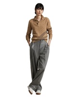 Pull décontracté d'hiver pour femme, qualité supérieure, col rond boutonné, 100 % laine, anti-boulochage, anti-plis, séchage rapide
