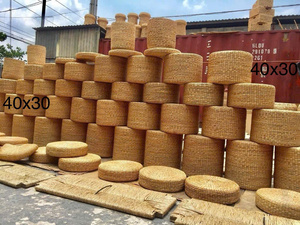 Handmade Water Hyacinth Floor Cushion Braided <b>Ottoman</b> <b>Stool</b> Round Shape Custom Logo - Product Image 4