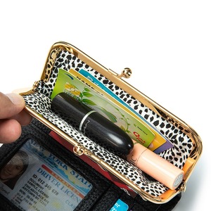 Ando Bag Cartera corta de piel de vaca auténtica para mujer, tarjetero múltiple con bolsillo para monedas con cierre de beso - Product Image 6