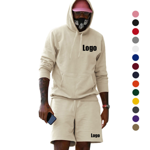 Conjunto de Sudadera con Capucha y Pantalones Cortos para Hombre, Estilo Casual, Color Liso, 100% Algodón, Transpirable, Esencial para Invierno, Estilo Urbano, Novedad 2025, Venta al Por Mayor, 450 - Product Image 1