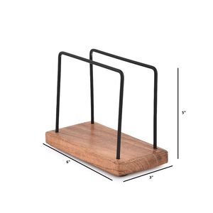 Porte-serviettes en bois d'acacia porte-serviettes sur pied en fil métallique pour cuisine, salle à manger et décoration intérieure utilisation de boîtes à mouchoirs - Product Image 2