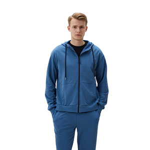 Conjunto Deportivo para Hombre, Logotipo Personalizado, Material de Algodón, Sudadera con Cremallera Completa, Pantalones Deportivos, Conjunto de Dos Piezas para Correr, con Cremallera - Product Image 3