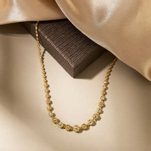 สร้อยคอทองคำยาว Parijaat Mala สำหรับผู้หญิง - เครื่องประดับโซ่เส้นเล็ก - Product Image 1