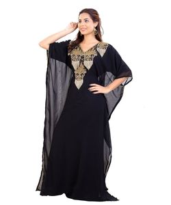 Caftán islámico marroquí de playa elegante moderno hasta el suelo de manga larga para vestido de mujer - Product Image 1