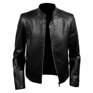 Men's High Street Style Classic Fit Washed Pu Leather Jacket for <b>Bike</b> Motorcycle Custom Logo Winter Stand Collar jacket for men - Product Image 1