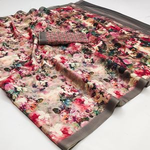 Exclusivo diseñador Look Saree con elegante blusa estampada Sari elegante étnico última moda Indian Boutique Party Wear - Product Image 2