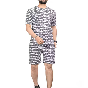 Ensemble de shorts d'été pour hommes, décontracté, en tissu éponge uni, 100% coton, séchage rapide, sportif, logo personnalisé, ensemble de 2 pièces, personnalisé - Product Image 2