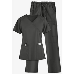 Ensemble d'uniformes de gommage pour femmes Stretch col en V haut cordon de serrage pantalon hôpital médical personnalisable Logo étiquette en gros ensemble de gommage en vrac - Product Image 2
