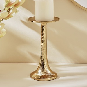 Amazing Design Gold Finishing Metal Hammered <b>Pillar</b> <b>Candle</b> Holder for Home & Wedding Tabletop Lighting Decorations - Product Image 3