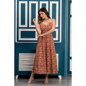 Vestido Maxi con estampado floral multicolor con cuello de corazón Vestido elegante con estampado floral para mujer - Product Image 3