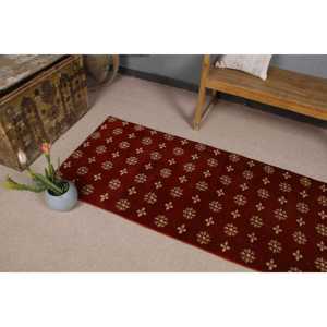 Turkish Vintage Rug, 2.7x9.1 ft <b>Runner</b> Rug, <b>Red</b> Yellow Ikat Rug - Product Image 5