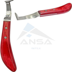 Premium Double <b>Edged</b> Hoof Knife Farrier Stainless Steel Blade <b>Wooden</b> Handle Multifunctional Horseshoe Knife Hoof <b>Trimming</b> Horses - Product Image 1
