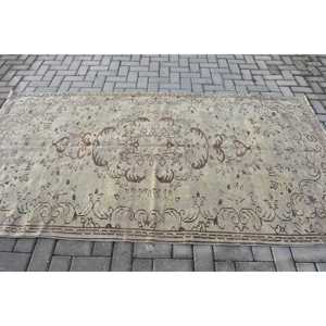 Turkish 4.5x8.3 ft Rug, Area Vintage Rug, <b>Brown</b> Gray Patchwork <b>Wool</b> Rug - Product Image 3