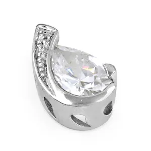 Pendentif en argent 925 avec CZ taille poire pour femmes, bijoux religieux vintage à la mode avec placage rhodium, pendentifs à motif numérique - Product Image 3