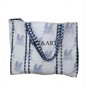 Sac fourre-tout en coton pour femme, imprimé à la main, style bohème indien, été, avec bandoulière - Product Image 6