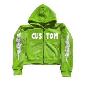 Sudadera con capucha con cremallera para hombre personalizada 2025 con diseño único Material de calidad pura Precio de fábrica La mejor Sudadera con capucha bordada impresa para el invierno - Product Image 1