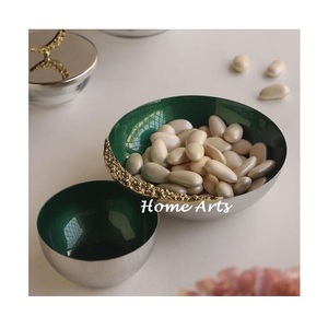 ชุดชามตกแต่ง 2 ขนาด รูปทรงกลม สีเงินและสีเขียว สำหรับเสิร์ฟของหวาน ราคาถูกที่สุด - Product Image 5