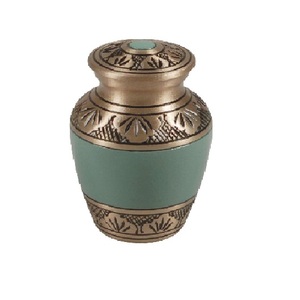 Urne souvenir de crémation en laiton de haute qualité avec bande de gravure étain et couleur marron finie pour les cendres humaines-Fourniture funéraire - Product Image 6
