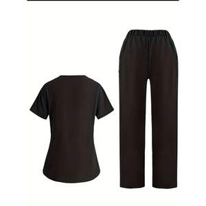 Uniforme médical de couleur pure femmes hôpital dentaire médecin travail costume à manches courtes animal de compagnie vétérinaire gommage vêtements Spa Service salopette - Product Image 2