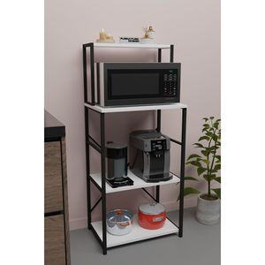 Bango Suntalam clásico multiusos estante de cocina organizador eficiente horno microondas estante marrón blanco Almacenamiento de cocina - Product Image 4