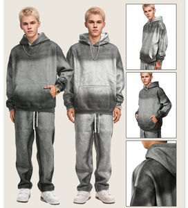 Ensemble survêtement d'hiver surdimensionné personnalisé en molleton délavé au soleil 350 g/m², pantalon de survêtement et sweat à capuche 2 pièces pour homme - Product Image 5