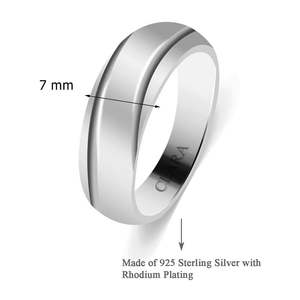 NOVAMART Fine Premium 925 Pure Sterling <b>Silver</b> 7mm DGTL Certified <b>Rings</b> for <b>Men</b> Geometric Design Rhodium Plated Everyday Wear Wh - Product Image 2