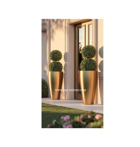 Juego de 2 jardineras de flores redondas de Metal con estilo para interiores, suministros de jardineras decorativas clásicas para el hogar y el jardín - Product Image 1