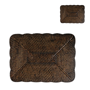 Sous-plat en rotin festonné écologique, brun, rectangulaire, pour tables d'événements, mariages et restaurants, fabriqué au Vietnam - Product Image 3
