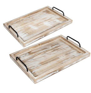 Bandeja de servicio de madera de alta calidad con mango de metal para equipos de servicio comercial Bandejas de servicio superventas - Product Image 6