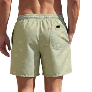 Shorts de bain imprimés pour hommes, respirants, séchage rapide, logo avant, taille élastique avec cordon de serrage, décontractés, pour l'été, avec poche arrière - Product Image 2