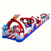 Parcours d'obstacles gonflable en PVC sur le thème de Noël avec taille personnalisée pour des activités de plein air amusantes et festives