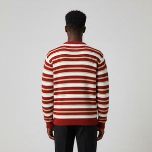 Pull en tricot 100% acrylique à col rond, style hip-hop, coupe ample et épaules tombantes, sur mesure pour homme - Product Image 2