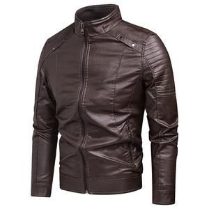 Chaqueta de Cuero PU para Hombre 2026, Cuello Alto, Forro Térmico, Cierre Completo, Corte Ajustado, Estilo Casual Urbano Juvenil, Envío DDP - Product Image 4