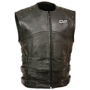 Gilet en cuir classique pour hommes pour les motocyclistes, disponible en noir et marron ou dans des couleurs personnalisées de l'usine OEM - Product Image 1
