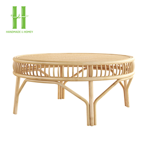 Wholesale New Natural Living Room Rattan Furniture Rattan Coffee <b>Table</b> with <b>Glass</b> Top Made in Vietnam - Product Image 1