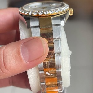 Montre mécanique automatique personnalisée à deux tons, glacée, blanche, en acier inoxydable de luxe, analogique, avec cristal saphir, mode masculine - Product Image 4