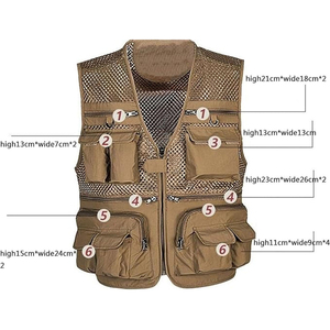 Polyester/coton hommes multi-poches Cargo gilet vêtements d'extérieur séchage rapide escalade tir photographie pêche journaliste gilet - Product Image 5