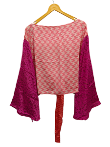 Top informal para niñas y mujer, top de corbata de seda, regalo de manga larga para su bata corta - Product Image 6