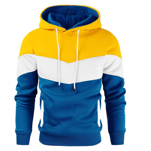 เสื้อฮู้ดดี้ผู้ชายสไตล์ลำลอง สีตัดกัน ปักลาย ผ้าฟลีซคอตตอน 100% ซักแบบสโตนวอช ทรงโอเวอร์ไซส์ เป็นมิตรกับสิ่งแวดล้อม กันลม เหมาะสำหรับฤดูใบไม้ร่วง - Product Image 1