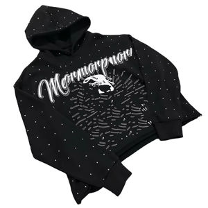 2024 nouveaux hommes hiver pull à capuche élégant 100% coton personnalisé strass impression budget-amical solide poche taille 3XL - Product Image 1