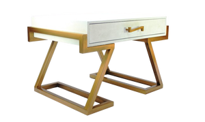 Mesa de Centro de Lujo para Sala de Estar, Modelo DPC FS201, Estilo Antiguo, Imitación Piel de Reina, Tamaño Personalizado, Decorativa, de Latón, Hierro, Cuero y MDF, Fabricada en Binh Duong - Product Image 3