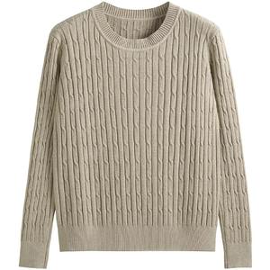 Suéter de Punto Trenzado para Mujer, Otoño Invierno, Cuello Redondo, Jersey Grueso y Cálido de Manga Larga, Informal, con Logotipo Frontal, 100% Algodón - Product Image 4