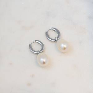 Pur 925 solide en argent Sterling boucle d'oreille perle d'eau douce pierre précieuse mode plaqué or cerceau bijoux fête cadeau pour les femmes - Product Image 2