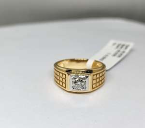 Bague de fiançailles élégante unisexe en diamant 0,502 CT en or jaune 14 carats plaqué rhodium certifiée IGI, minimaliste, bijoux fins DWT pour - Product Image 6