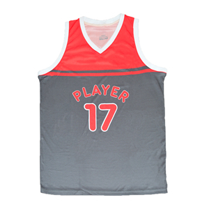 Rouge et gris tout nouveau design uniforme d'équipe de basket-ball personnalisé gilet de ligue vintage maillot à séchage rapide avec nom d'équipe personnalisé - Product Image 1