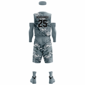 Ensemble de maillots de basket-ball sans manches grande taille, imprimé par transfert thermique, 100% polyester, anti-UV, antibactérien, évacuant l'humidité - Product Image 3