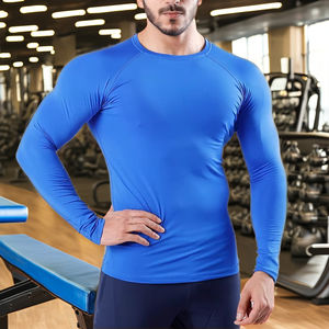 เสื้อยืดแขนยาวบีบอัดรัดรูปสำหรับผู้ชาย เนื้อผ้านุ่มยืดหยุ่น ระบายความชื้น ช่วยพยุงกล้ามเนื้อ รับผลิตแบบ OEM ODM - Product Image 2