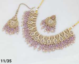 Chapado en oro antiguo hermoso impresionante circonita cúbica cristal colgante gota gargantilla collar de boda joyería con pendientes para mujer - Product Image 3