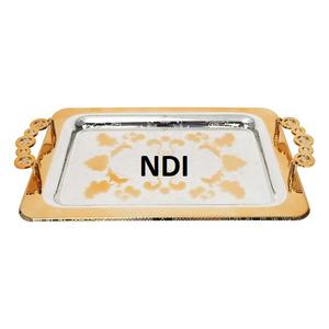 Bandeja de servicio de desayuno usada multiusos de tendencia superior Bandeja de servicio con acabado de níquel decorativo hecho a mano - Product Image 3